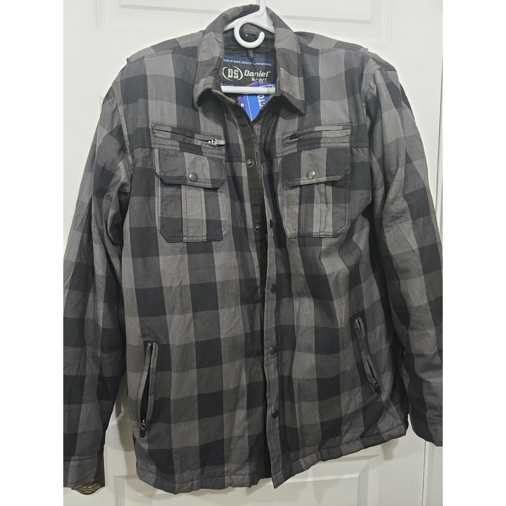Daniel Smart DS4670 Armored Flannel Shirt Biker Protective Gear Size 2XL Grey